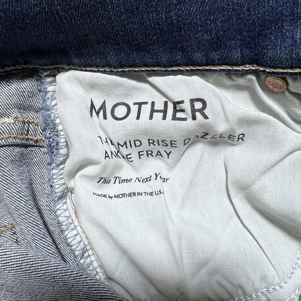 Mother The Mid Rise Dazzler Ankle Fray This Time Next Year Jeans Womens 24 Blue - Picture 6 of 15